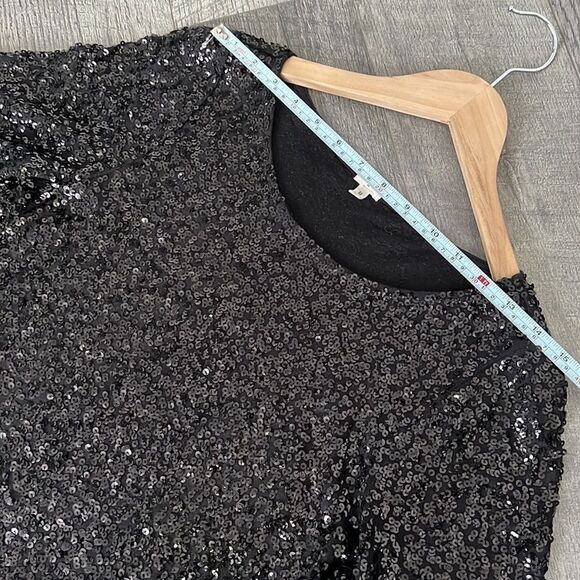 J. Crew black cotton with sequins 3/4 sleeves top Sz Medium - Picture 7 of 10